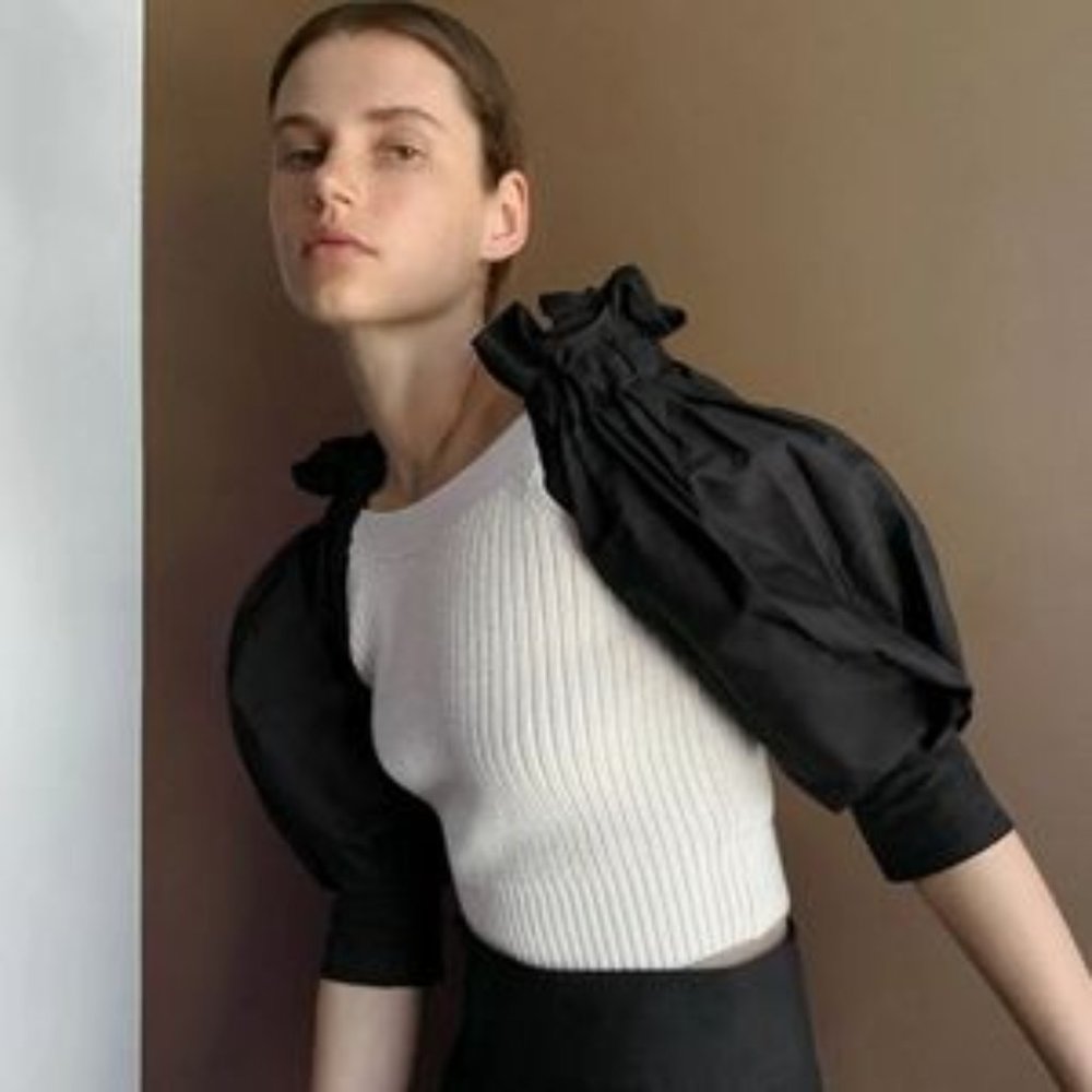 Zara knit sweater with contrasting sleeves